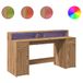 vidaXL Bureau met LED-verlichting, Artisan-eikenhout, 160x55x91 cm