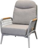 AVH-Collectie Monza verstelbare lounge tuinstoel aluminium zand / latte / linen inclusief kussen