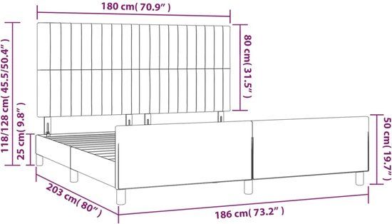 vidaXL Bedframe Stof Donkerbruin 180x200 cm