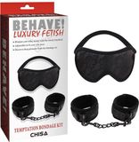 CHISA Behave! - Temptation Bondage Kit - Polsboeien en Blinddoek - Zwart