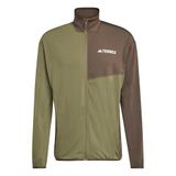 adidas heren Terrex Multi Climawarm Full Zip Tech Fleece Sweatshirt, olive strata, S