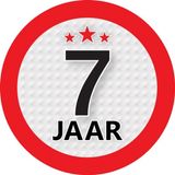 Bellatio Decorations 7 jaar leeftijd sticker - rond - Dia 9 cm - 7 jaar verjaardag - jubileum - leeftijd versiering