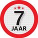 Bellatio Decorations 7 jaar leeftijd sticker - rond - Dia 9 cm - 7 jaar verjaardag - jubileum - leeftijd versiering