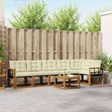 vidaXL - Bank loungeset - 7-delig - Acaciahout - Natuurlijk en crème