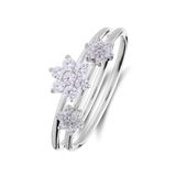 Lucardi Dames Zilveren ring bloem met zirkonia voor dames - Ring - 925 Zilver - Goudkleurig - 17 / 53 mm