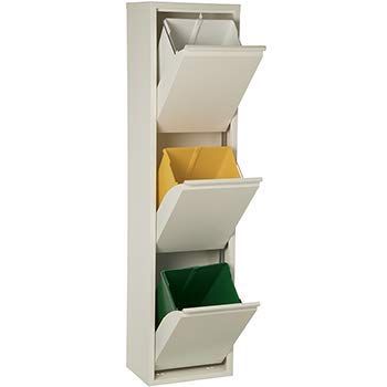 Unknown DRW Recycling Bin Verticaal Hoog, Metaal, Mat Wit, 135 x 33 x 25 cm