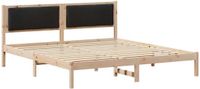 vidaXL Bedframe met hoofdeinde, zwart, 180 x 200 cm, massief grenenhout