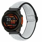 By Qubix - Elastische Solo Loop nylon bandje - Wit met zwart - Geschikt voor Garmin Fenix 8 - 43mm