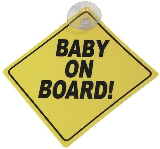 Baby on board veiligheidsbord met zuignap 12 cm - Auto accessoires - Veilig autorijden