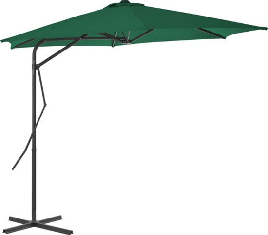 vidaXL Tuinparasol met stalen paal 300 cm groen