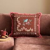 NOUS Living Ryker vierkante gebloemde sierkussenhoes 45x45 cm - bruin/roze/blauw