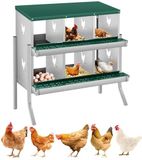 Legnest voor kippen, 6 vakken, 84,5 x 42 x 90,3 cm, rolnestkast, kippennest van metaal met opvangbak en ventilatierooster, kippenhok, eierverzameldozen voor wandmontage, eenvoudige reiniging