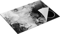 Chefcare Inductie Beschermer Abstracte Kunst - Donkere en Lichte Marmer - Zwart Wit - 77x51 cm