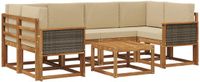 vidaXL - Hoek loungeset - 6 zitplekken - Naturel - Massief Acacia Hout