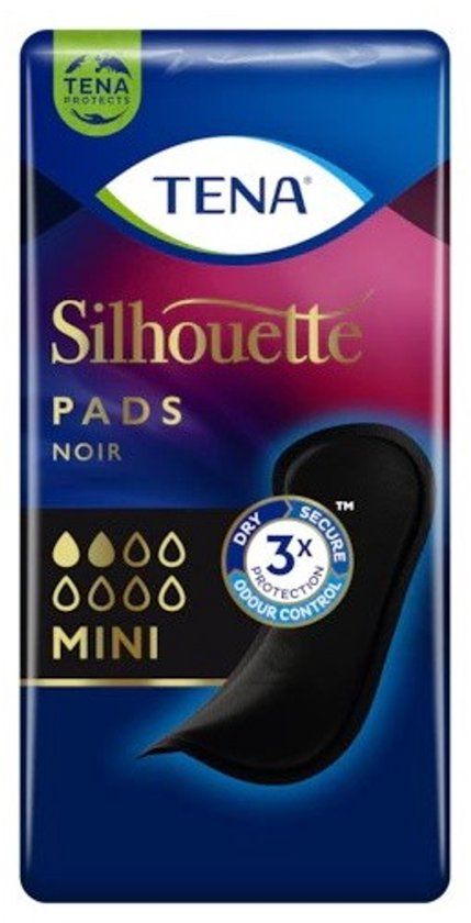 Tena Silhouette Pads Mini Zwart - 18 stuks