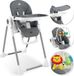 KIDIZ® 3-in-1 chaise haute incluant barre de jeu, transat, chaise haute combinée, chaise haute pour bébé, réglable sur 7 hauteurs, dossier réglable, évolutive de 0 mois à 6 ans, chaise haute pour bébé, Gris foncé