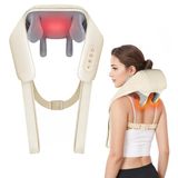 Nek Schouder Rug Massager met Verwarming, Shiatsu Schouder Massager Diep Weefsel 4D Knedende Massager Snoerloos 2 Modi voor Pijn in de nek Schouder Spierverlichting, Ideale Geschenken voor Mam Papa