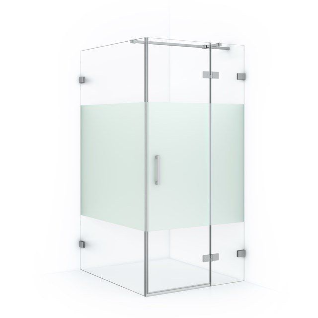 Maxaro Douchecabine Diamond 110x100cm 8mm Helder Veiligheidsglas met Matte Strook Chroom