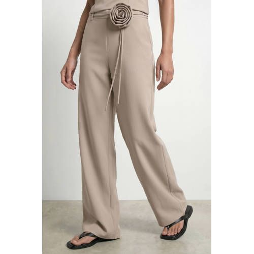 HYPEDROP wide leg regular waist casual broek taupe