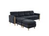 OKWISH U Bank 261 Cm - Modulaire 4 Zits Bank Met 2 Opbergpoefs - Voor Woonkamer En Familieruimte - Chenille - Zwart