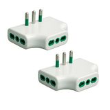 FANTON 82220-B2 - set 2 stuks adapter drievoudig stopcontact plat ruimtebesparend meervoudige stekker 1 Italiaanse stekker groot 16 A 3 Italiaanse stopcontacten grote adapter drievoudig smalle ruimtes