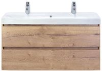 BES LED Maxx XL Badmeubelset 120 cm - Natuur Eiken - Wastafel Just Enkel 2 Kraangaten