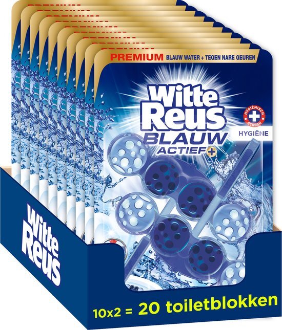 Witte-Reus 10x Toiletblok Blauw Actief Hygiëne 2 stuks