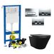 Wiesbaden Geberit UP100 Toiletset Wiesbaden Vesta Junior Rimless Mat Zwart Set74 met Delta Drukplaat