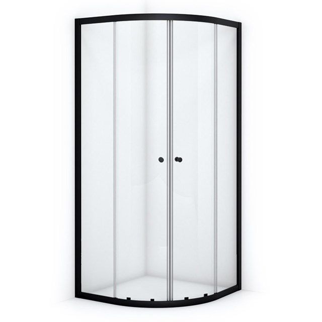 Maxaro Douchecabine Ruby Allure Zwart 80x80cm Kwartrond met Schuifdeuren
