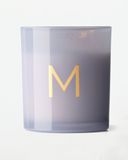 HEMA Bougie en verre Ø8x9cm Lettre M (bleu clair)