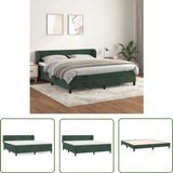 vidaXL Boxspringbed met matras, donkergroen, 160x200 cm, fluweel