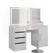Vicco Kaptafel set met kruk Sherry, Blanc/Blanc Hoogglans, 128.2 cm met LED-spiegel en kruk