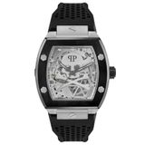 Philipp Plein Heren Uhr Analog Automatik $KELETON, Zilver/Zilver/Lünette Zwart - Pwbaa2023, Luxe