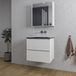 Saniclass Chaci Ensemble de meubles de salle de bain - 60x46x55cm - lavabo en c éramique Noir - 1 vasque - sans trou pour robinet - 2 tiroirs - armoire de toilette - mat Blanc