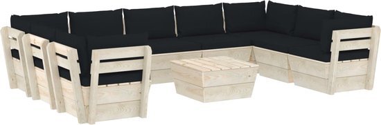 vidaXL 10-delige Loungeset met kussens pallet vurenhout