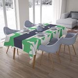 Bonamaison Tafelkleed, Anti-Mold, Sneldrogend, Waterdicht, 100% Polyester Tafellaken, Petroleum Groen, Wit, 140 x 200 Cm