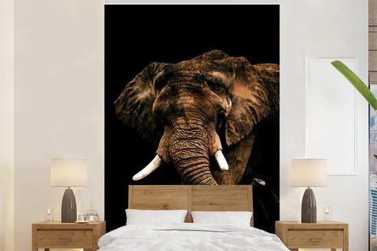 Nr1Wallpaper Behang - Fotobehang Olifant - Zwart - Bruin - Breedte 225 cm x hoogte 350 cm