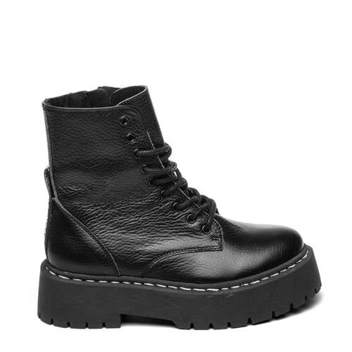 Steve Madden Jskylar leren veterboots zwart