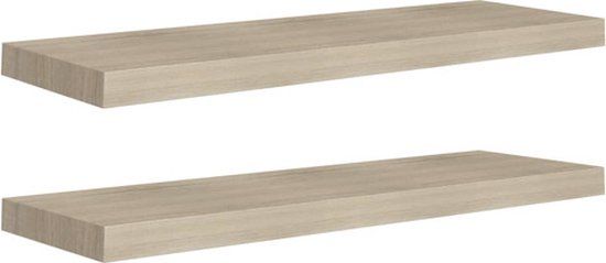 vidaXL Zwevende Wandschappen - Set van 2 - 80x23,5x3,8 cm - MDF - Eikenkleurig