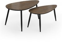 Vicco Veyo Salontafel set – 98 x 60 cm Set, 2 delen Notelaar/zwart