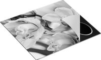 Chefcare Inductie Beschermer Licht Paarse Orchidee Bloemen - Zwart Wit - 57,6x51,6 cm