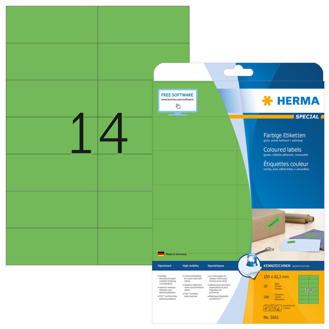 HERMA 5061 - Printeretiketten - groen - Papier