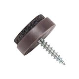 Adsamm® 32 x viltglijders met schroef, bruin, Ø 20 mm, rond, meubelglijders om te schroeven, in premium kwaliteit