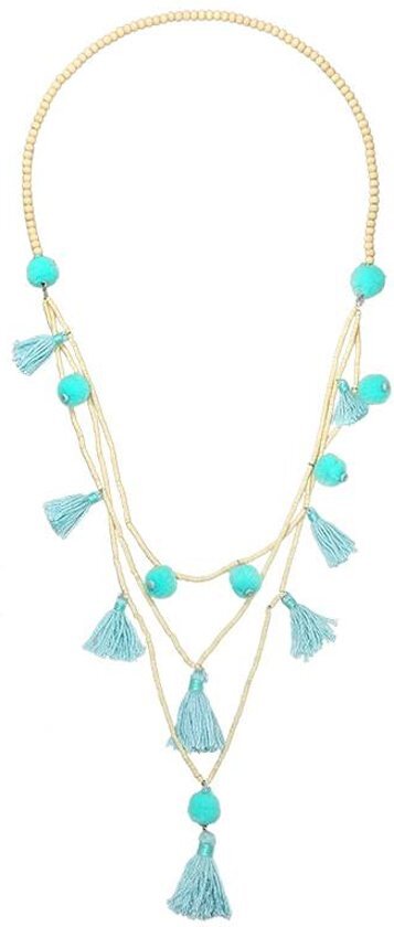 Joboly Ibiza boho pompons ketting - Dames - - 95 cm