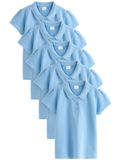 Next - Meisjes - 5-pack 100% katoenen poloshirts met korte mouwen - Blauw
