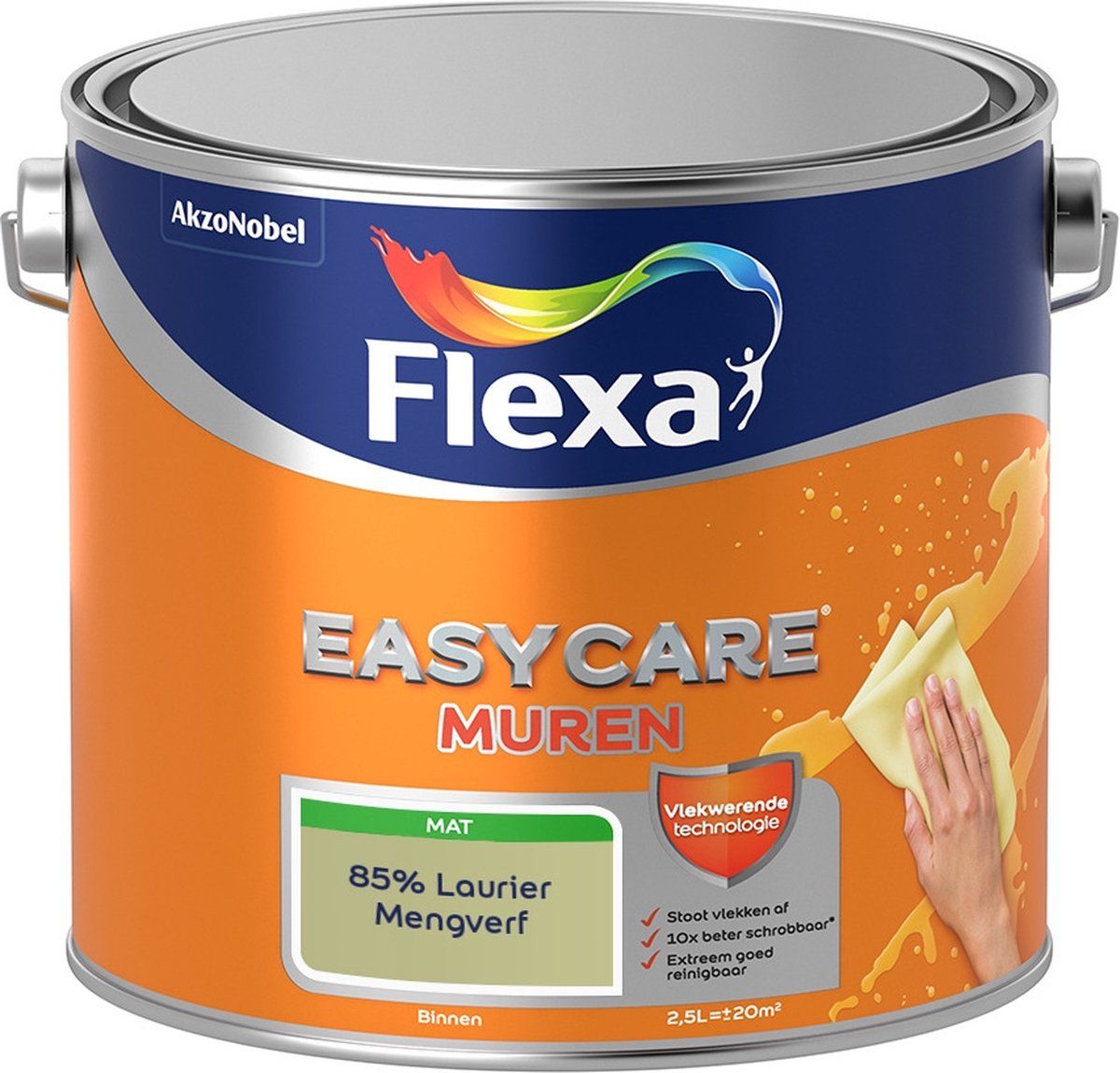FLEXA Easycare Muurverf - Mat - Mengkleur - 85% Laurier - 2,5 liter