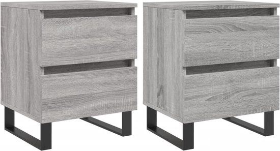 vidaXL Nachtkastjes - Set van 2 - Hout - Grijs Sonoma - 40x35x50 cm