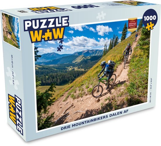 MuchoWow Puzzel Drie mountainbikers dalen af - Legpuzzel - Puzzel 1000 stukjes volwassenen