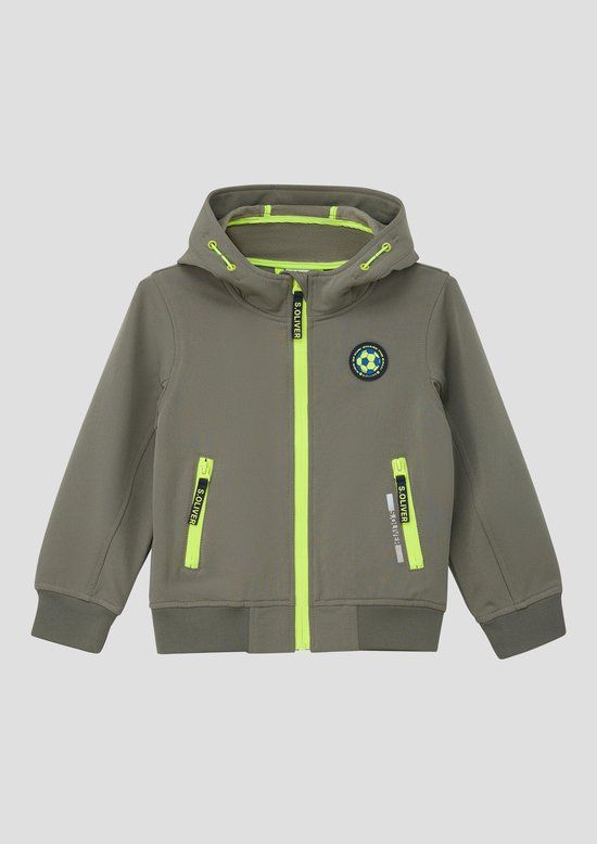 s.Oliver Outdoor-Jacke Kinderen Olijfgroen Gestreept Capuchon Polyester Maat 134
