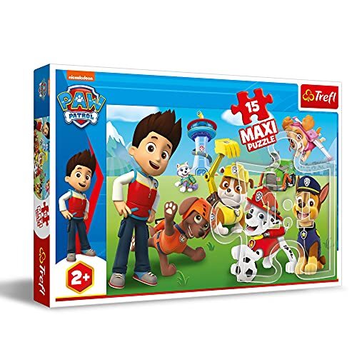 Trefl Puzzel, grappige hond patrouille, 15 maxi-onderdelen, Paw Patrol, voor kinderen vanaf 2 jaar